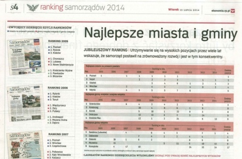 2014 ranking dziesięciolecia samorządów Rzeczpospolitej