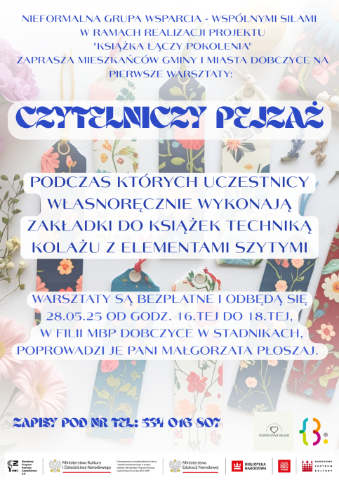 Plakat informujący o warsztatych, które odbędą się w środę 28.05.2025r od godziny 16:00 w Fili MBP w Stadnikach.