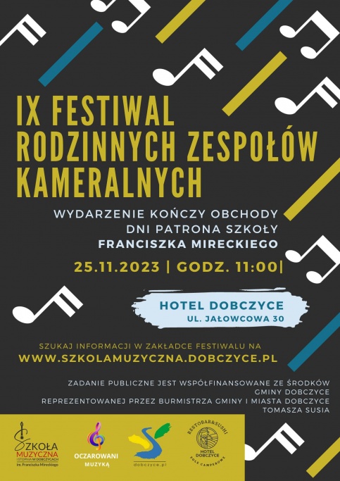 czarny plakat z żółtymi napisami 