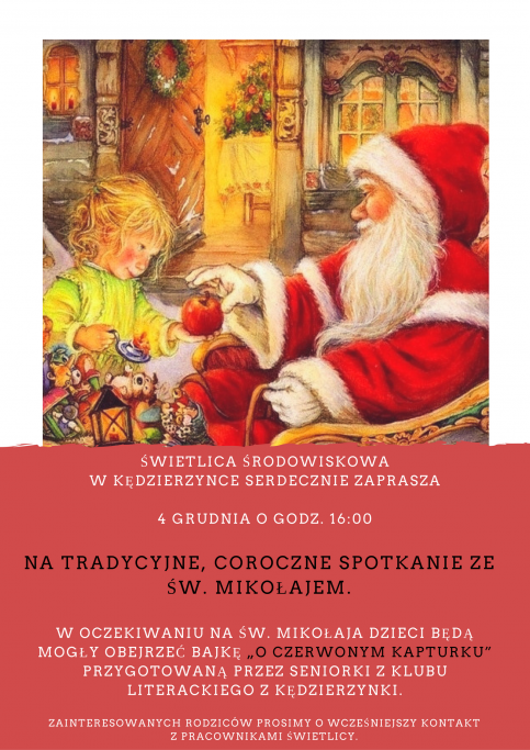 Plakat Spotkanie ze św. Mikołajem w Kedzierzynce  