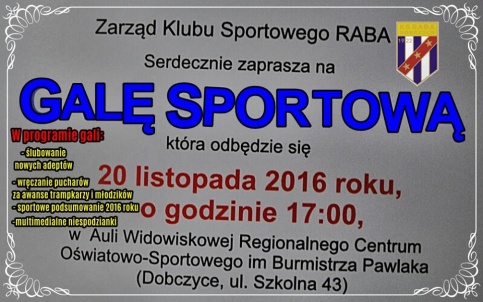 Gala sportowa Raby Dobczyce