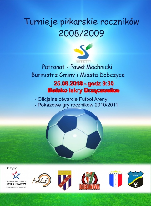 plakat - turniej piłkarski roczników 2008 i młodszych w Brzączowicach