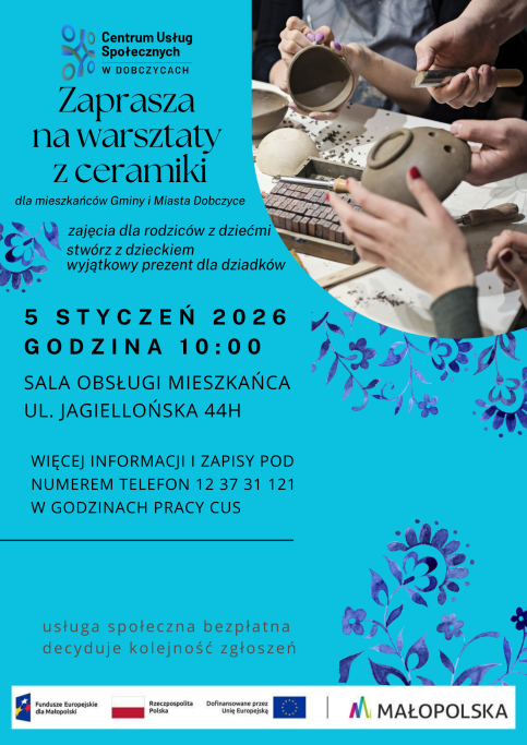 Warszraty z ceramiki dla rodziców z dziećmi, 5tego stycznia o 10:00 organizowane przez CUS