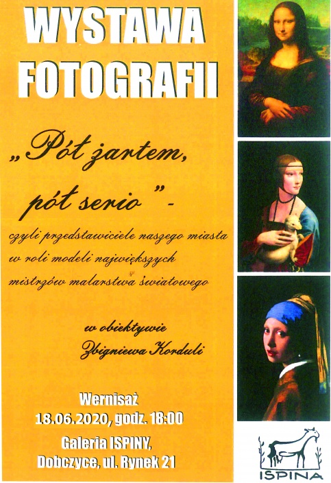 plakat - wernisaż zdjęć "pół żartem, pół serio"